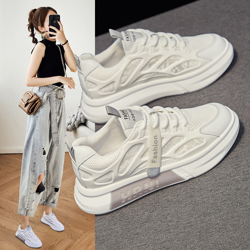 Women's Breathable Mesh Athletic Sneakers – Hollow-Out Lace-Up Sport Shoes