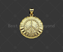 Load image into Gallery viewer, Gold Filled CZ Micro Pave Peace Sign On Web Round Shape Pendant, 18K Gold Filled Charm, Necklace Bracelet Charm Pendant,21x23mm,Sku#LK355
