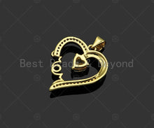 Load image into Gallery viewer, Gold Filled CZ Micro Pave Mom On Heart Frame Shape Pendant, 18K Gold Filled Heart Charm, Mother's Day, Necklace Charm,19x22mm,Sku#LD119