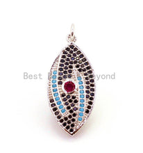 Load image into Gallery viewer, CZ Micro Pave Mixed Color Marquise Shape Evil Eye Charm/Pendant, Cubic Zirconia Pendant,13x30mm, sku#F22