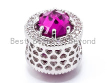 Load image into Gallery viewer, CZ Micro Pave Large Hole Spacer Beads,  Black/Red/Green/Purple/Cobalt Color Cubic Zirconia Spacer Beads,11*13mm, sku#G273