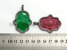 Load image into Gallery viewer, NEW Enamel Colorful Hamsa Hand Pendant,CZ Micro Pave Oil Drop Hamsa pendant,Enamel pendant,Enamel Jewelry,33x43mm,sku#F567