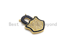 Load image into Gallery viewer, Colorful CZ Micro Pave Lock Pendant,Lock Pave Pendant,Turquoise/Fuchsia/Green/Cobalt/Yellow/Black plated, 18x26mm, Sku#F674