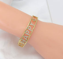 Load image into Gallery viewer, CZ Pave Star Happy Cuff Bangle Bracelet, sku#JL120