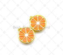 Load image into Gallery viewer, Enamel Orange Slice Shape Pendant, 18K Gold Filled Enamel Charm,Necklace Bracelet Charm Pendant,Sku#LK500