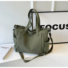 Load image into Gallery viewer, Large Capacity Corduroy Crossbody Bag – Casual Commuter Bucket Bag for Women