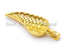 Load image into Gallery viewer, CZ Micro Pave Angel Wing Pendant/Charm, CZ Wing Charm, Silver/Gold/Rose Gold/Gunmental Color, 14x34mm, SKU#F302