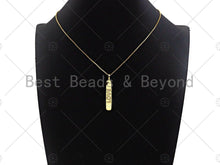 Load image into Gallery viewer, CZ Love Micro Pave LOVE Bar Pendant, Cubic Zirconia Strip Pendant, Love Charm, CZ Micro Pave Pendant, Love Charm, 44x7mm, sku#LK135