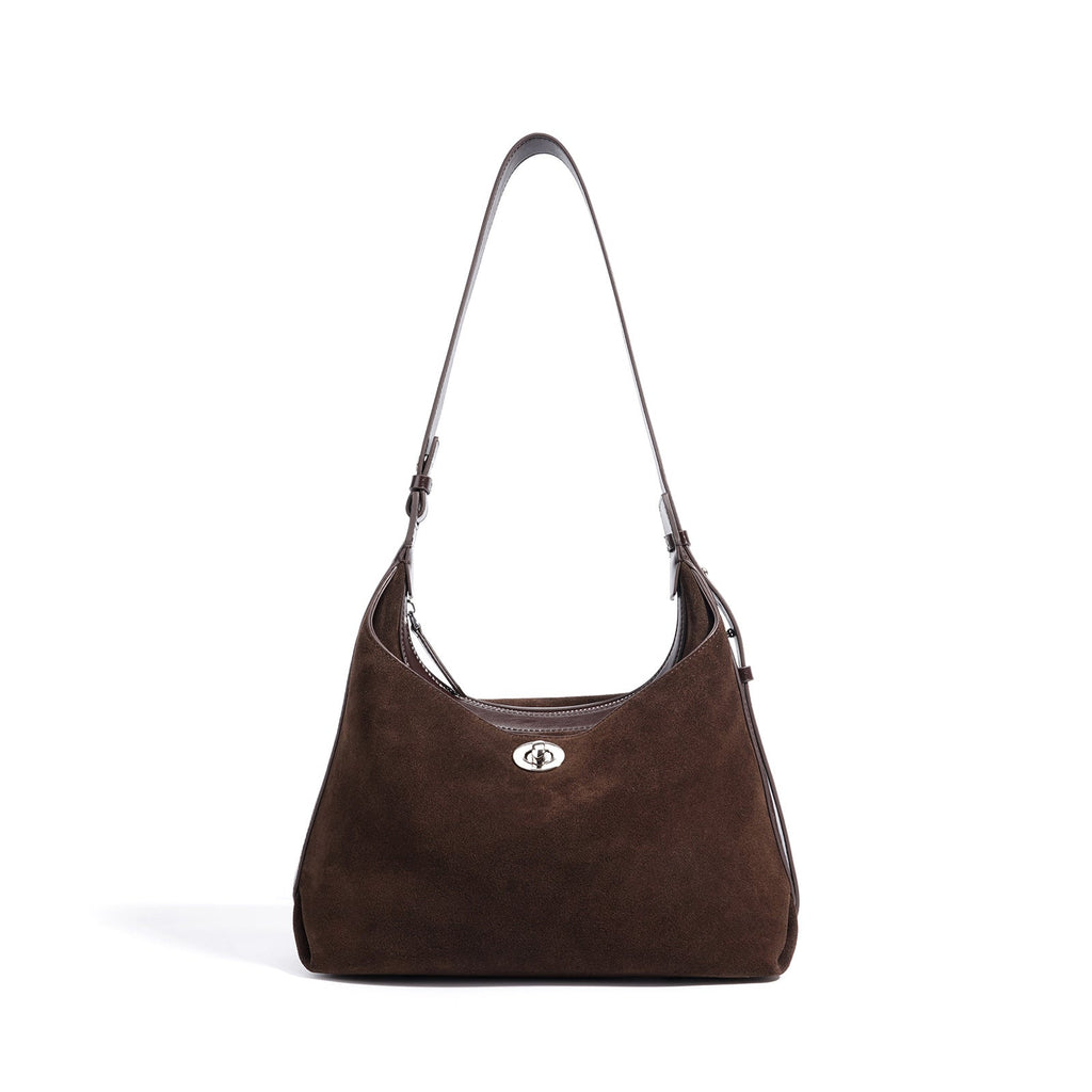 Genuine Cowhide Suede Bucket Bag - Versatile Chain Crossbody Shoulder Bag for Women