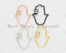 Load image into Gallery viewer, CZ Micro Pave Hamsa Hand Clasp, CZ Pave Hamsa Hand Clasp, Silver/Gold/Rose Gold/Black, 24x32mm, sku#H137