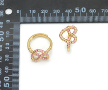 Load image into Gallery viewer, Gold Enamel Pink Twist Heart Adjustable Ring, Sku#B338