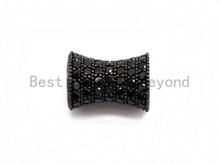 Load image into Gallery viewer, Black CZ Pave On Black Hourglass Spacer Beads, Big Large Hole Spacer Beads, Cubic Zirconia Drum Barrel Space Beads, 10x13mm, SKU#C89