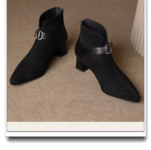Load image into Gallery viewer, Pointed-Toe Suede Ankle Boots