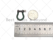 Load image into Gallery viewer, Colorful CZ Paved Buckle Shape clasp, Buckle Clasp Lock, U shape Clasp, Green/Fuchsia/Cobalt/Black Screw Clasp, 16x22mm, Sku#ML43