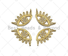 Load image into Gallery viewer, Clear CZ Micro Pave Evil Eye With Long Eyelash Shaped Pendant/Charm, Sku#L300