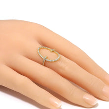 Load image into Gallery viewer, Gold Silver Clear CZ Frame Oval Adjustable Ring, Sku#B349