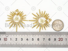 Load image into Gallery viewer, Micro Pave CZ Triangle On North Star Shape Pendant, 18K Gold Filled Radial Charm, Necklace Bracelet Charm Pendant, 41x38mm, Sku#LK400