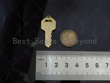 Load image into Gallery viewer, 18K Gold Filled/ Silver Color Large CZ Micro Pave Key Shape Charm/Pendant,Key Charm, Key Pave Pendant, Gold Key charm, 15x32mm, Sku#LD21