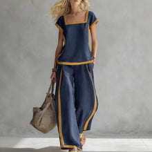 Load image into Gallery viewer, Square-Neck Three-Quarter Sleeve Loose Top &amp; Pants Two-Piece Set