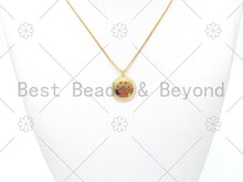 Load image into Gallery viewer, Colorful Enamel Five Point Star On Round Coin Pendant,18K Gold Filled CZ Micro Pave Medallion Charm,Enamel Star Jewelry,20x23mm,Sku#LK395