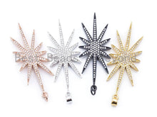 Load image into Gallery viewer, CZ Micro Pave Long North Star Pendant, Cubic Zirconia Pendant, 21x57mm, sku#F94