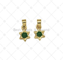 Load image into Gallery viewer, Green Gemstone David Star Charm, Sku#L644