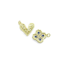 Load image into Gallery viewer, Baguette CZ Heart blue stone flower Charm Pendant,Sku#A496
