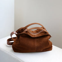 Load image into Gallery viewer, Women's Genuine Leather Matte Commuter Tote Crossbody Bag – Minimalist Square Shoulder Bag
