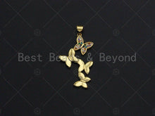 Load image into Gallery viewer, 18K Gold Colorful Micro Pave Butterfly Pendant, Butterfly Charm, Dainty Butterfly Charm, 20x34mm, Sku#LK19
