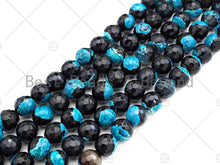 Load image into Gallery viewer, Natural Blue Fire Agate Round Faceted Beads, 8mm/10mm/12mm Blue Black Fire Agate, Natural Agate, 15.5" Full Strand, Sku#U1061