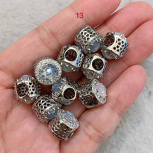 Load image into Gallery viewer, CZ Micro Pave Large Hole Spacer Beads,  Black/Red/Green/Purple/Cobalt Color Cubic Zirconia Spacer Beads,11*13mm, sku#G273