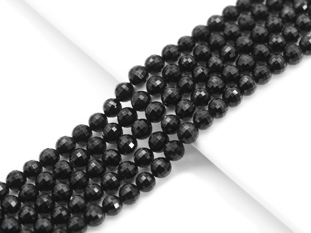 Genuine High Quality Watermelon Cut Black Spinel Round Beads, Sku#UA247