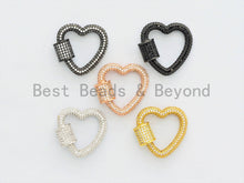 Load image into Gallery viewer, Fully CZ Micro pave Clasp, Gold/Rose gold/Silver/Black, Heart Shape Clasp, 22mm, sku#H139