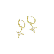 Load image into Gallery viewer, Clear CZ North Star Gold Silver Earrings, Sku#A207