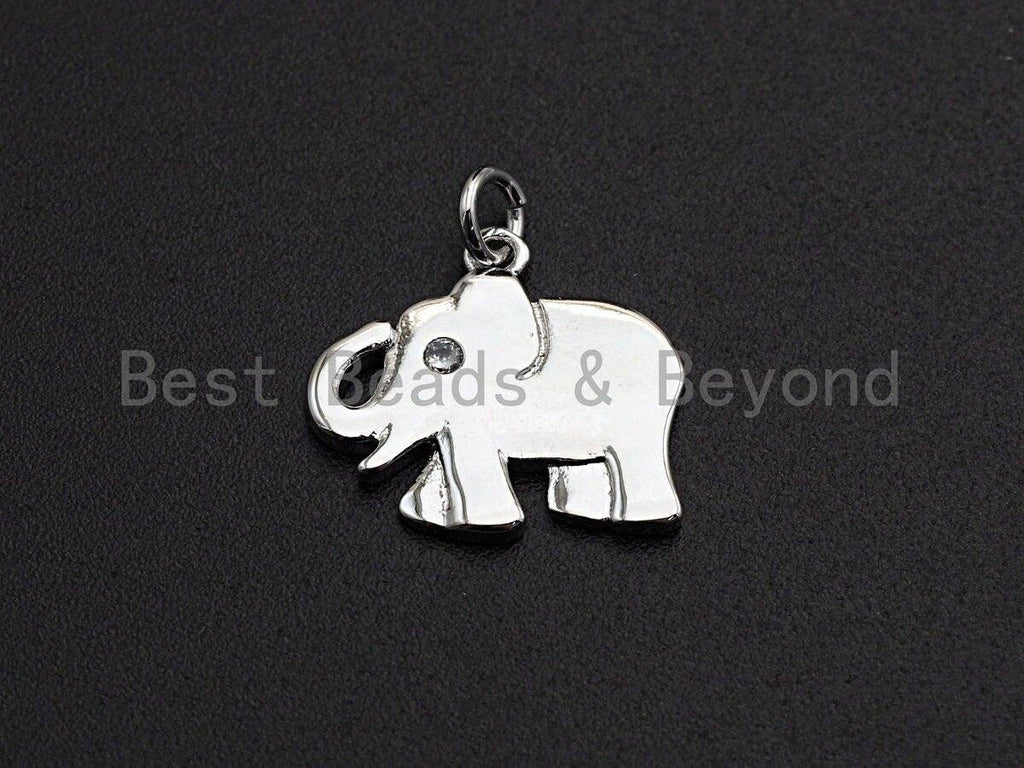 CZ Micro Pave Elephant Shaped Pendant/Charm, Cubic Zirconia