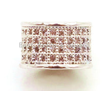 Load image into Gallery viewer, CZ Micro Pave Cylinder Spacer Beads with Clear Crystal for Bracelet/Necklace, sku#G43c
