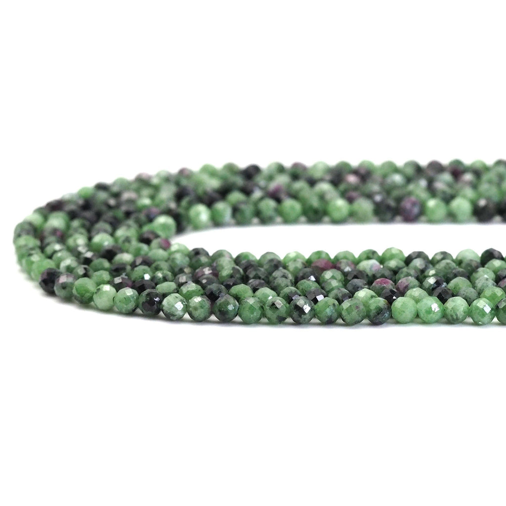 Genuine Ruby Zoisite Round Faceted Beads, Sku#U1741