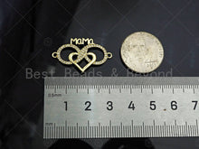 Load image into Gallery viewer, Gold Filled CZ Micro Pave Mom On Infinity Heart Shape Pendant,18K Gold Filled Mom Charm, Mother's Day Gift,17x29mm,Sku#LD110