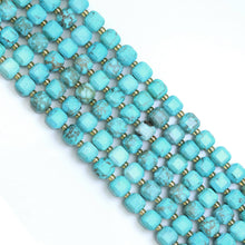 Load image into Gallery viewer, 8mm Blue Turquoise Faceted Cube Beads, Sku#U1828