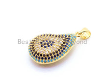 Load image into Gallery viewer, CZ Micro Pave Evil Eye Teardrop Pendant,Cubic Zirconia Pendant,15x29mm, Sku#F17