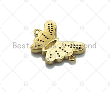 Load image into Gallery viewer, 18K Gold Clear CZ Micro Pave Butterfly Connector, Sku#LK65