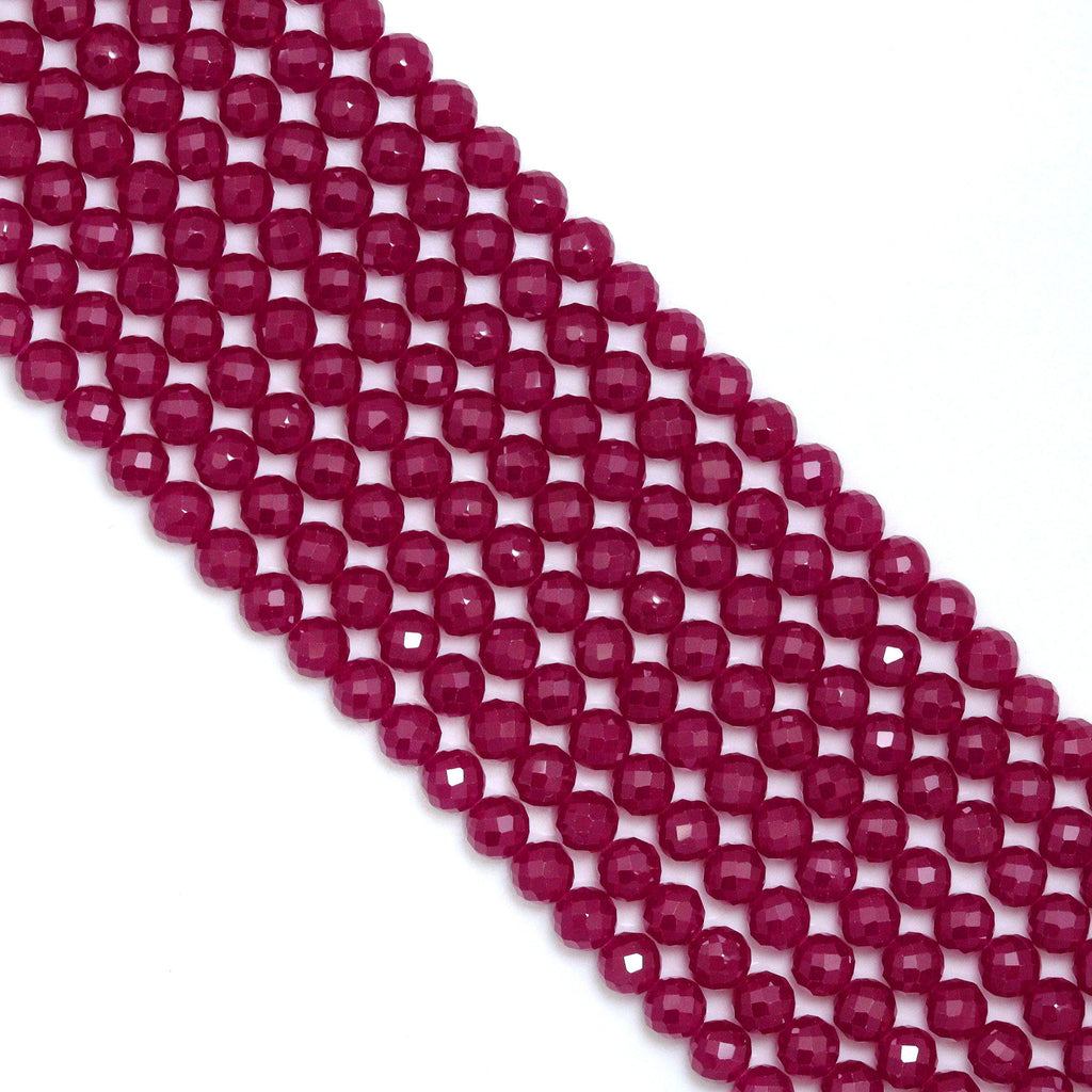 Red Corundum Round Faceted Beads, Sku#U1880