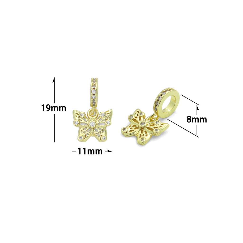 Big hole Filigree Butterfly Charm Pendant, Sku#LK1172