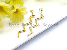 Load image into Gallery viewer, Colorful CZ Long Wavy Line Dangle Earring, Sku#J99
