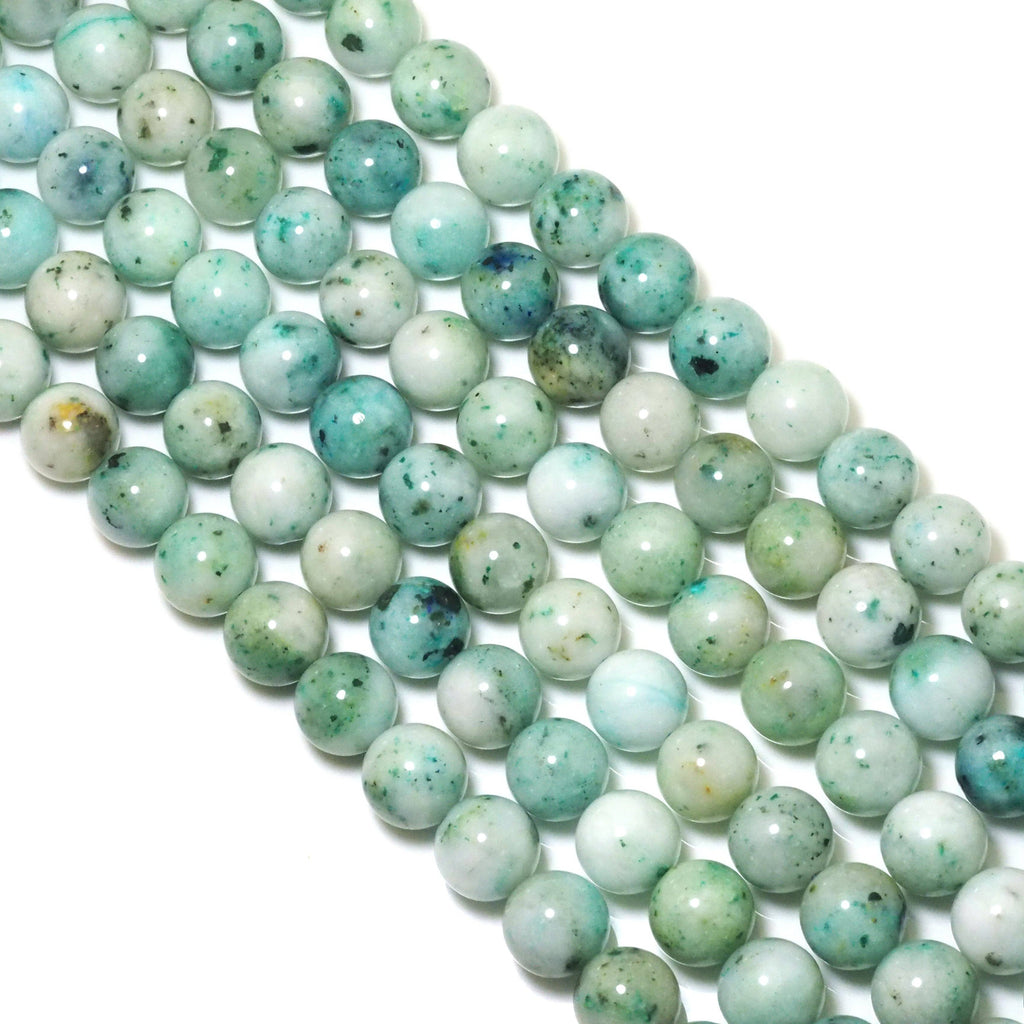 Genuine Green Chrysocolla Round Smooth Beads, 6mm/8mm/10mm, Sku#U1581