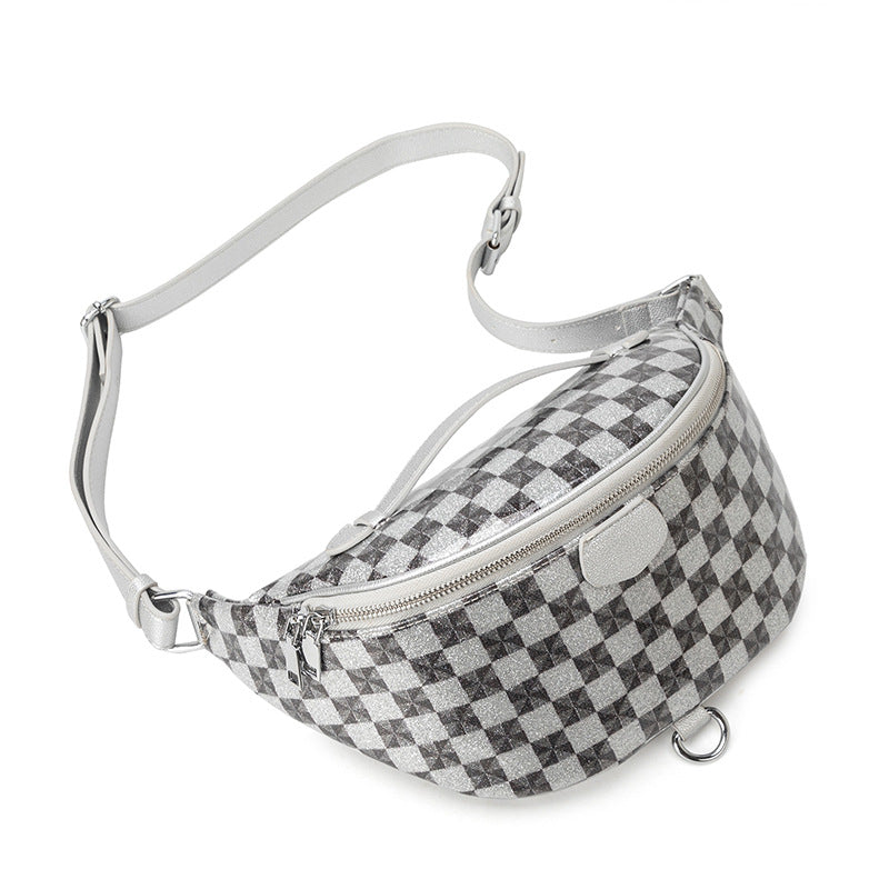 Women's Retro Plaid Crossbody Shoulder Bag - PU Leather Casual Handbag with Adjustable Strap