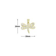 Load image into Gallery viewer, Clear CZ Gold Dragonfly Charm Pendant, Sku#LK1173