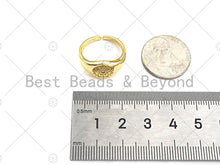 Load image into Gallery viewer, 18K Gold Star Engraved Signet Ring, Open Signet Ring, Adjustable Ring, Statment Ring, Pave Gold Ring, sku#X186