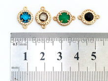 Load image into Gallery viewer, Round Bezel Connector with Faceted Glass,Green/Blue/Black/Smoke Crystal, 9x13mm, sku#A72