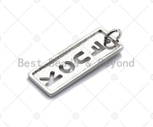 Load image into Gallery viewer, Hollow Out FUCK Bar Pendant, Gold/Rose Gold/Silver/Black Rectangle Cubic Zirconia Pendant, DIY Personality Jewelry Gift, 10x29mm, Sku#ML02